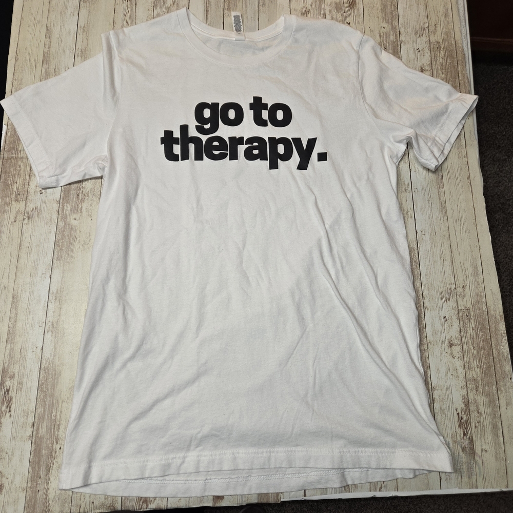Go to Therapy. White Women’s T-shirt 100% Cotton Size L Excellent